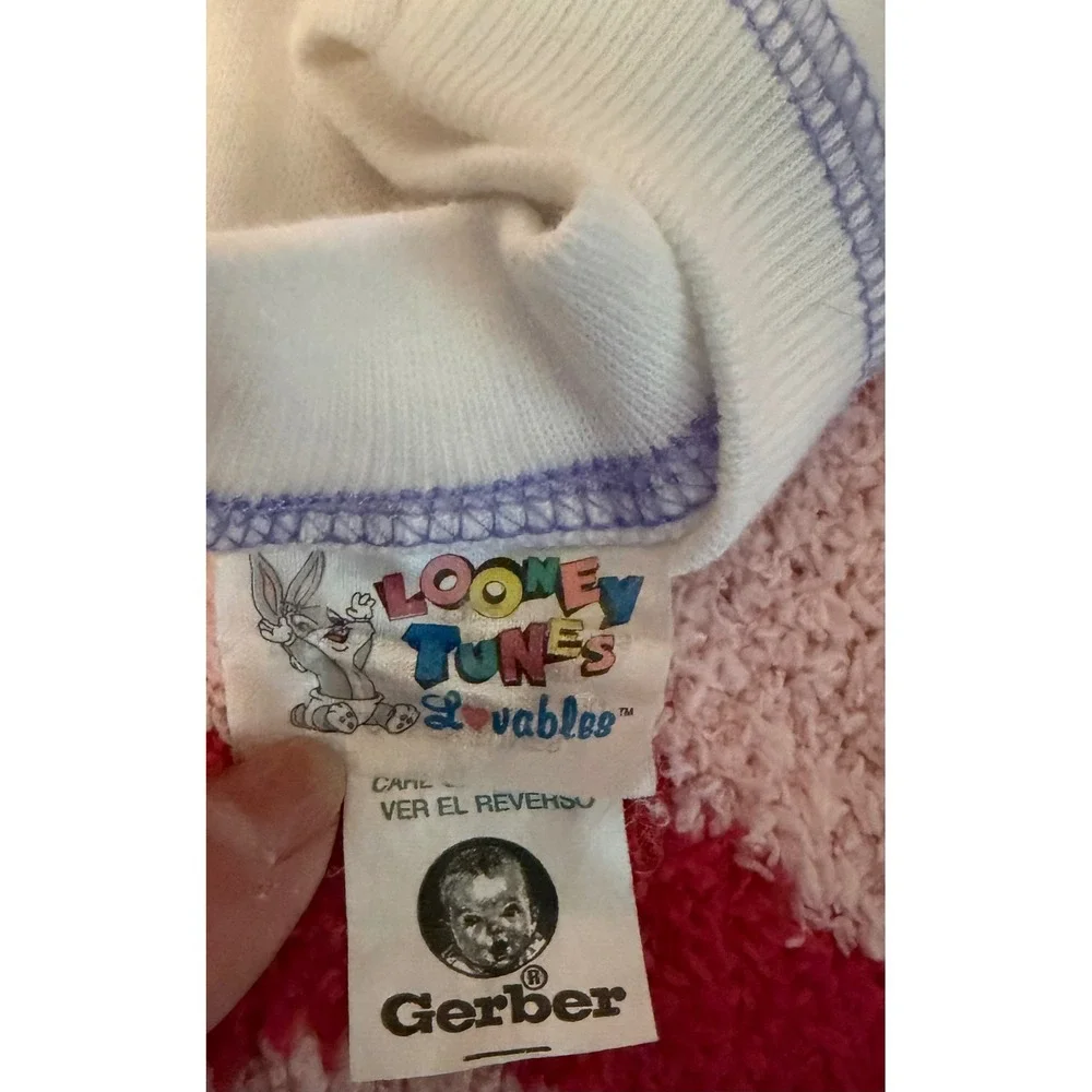 VTG  1994 Gerber Looney Tunes Lovables Bugs Roadrunner Tweety  Lace Trim Romper